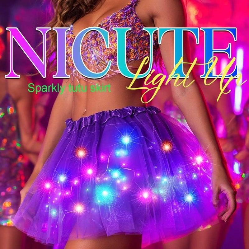 Nicute Light Up Tutu Led Layered Tulle Tutus Skirt for Women - Image 4